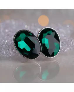 Клипсы "Вечеринка" овалы, цвет изумрудный в серебре арт. СМЛ-24308-4-СМЛ4087643