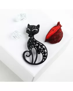 Брошь "Кошка" грациозная, цвет чёрный арт. СМЛ-176399-1-СМЛ0004095039