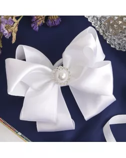 Резинка для волос бант "Школьница" 12 см, двойной атлас цветок арт. СМЛ-35751-1-СМЛ0004098513