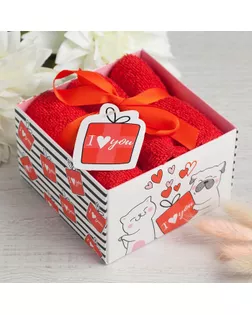 Купить Декоративные полотенца Набор махровых полотенец "I love you" 30х30 см - 3 шт, хлопок 340гр/м2 арт. СМЛ-19216-1-СМЛ4100125 оптом в Майкопе