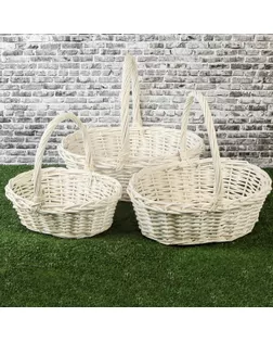 Набор корзин, 3 шт, 46×36×16/42 см, 41×31×14/35 см, 34×27×12/31 см, ива арт. СМЛ-125494-1-СМЛ0004114151