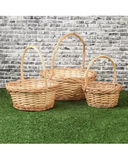 Набор корзин, 3 шт, 33×15×35 см, 28×13×27 см, 24×12×22 см, ива арт. СМЛ-125498-1-СМЛ0004114158