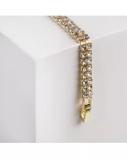 Браслеты со стразами "Сияй" 2 ряда, цвет белый в золоте арт. СМЛ-29241-1-СМЛ4142606