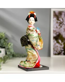 Кукла коллекционная "Японка в цветочном кимоно с бабочкой на руке" 25х9,5х9,5 см арт. СМЛ-66466-1-СМЛ0004147020