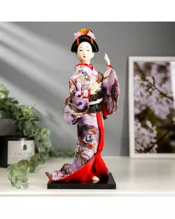 Кукла коллекционная "Японка в цветочном кимоно с бабочкой на руке" 30х12,5х12,5 см арт. СМЛ-66469-1-СМЛ0004147023