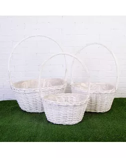 Набор корзин, 3 шт, 40×31×19/52 см, 33×25×17/47 см, 29×22×15/42 см, ива арт. СМЛ-166466-1-СМЛ0004157386