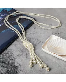 Бусы 2 нити "Зима" узел, цвет молочный, L=80, бусины №6, №14 арт. СМЛ-28325-1-СМЛ4176222