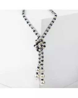 Бусы "Зима" гирлянда, цвет молочно-синий, L=105, бусины №8 арт. СМЛ-29417-3-СМЛ4176646