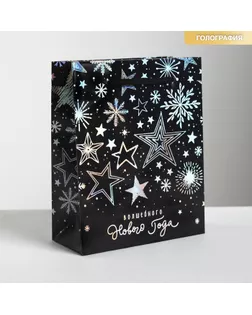 Пакет голографический вертикальный «Волшебного Нового года», S 12 × 15 × 5.5 см арт. СМЛ-70043-1-СМЛ0004205729