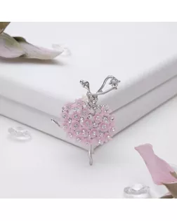 Брошь "Балерина" женственность, цвет розовый в серебре арт. СМЛ-231046-1-СМЛ0004243433