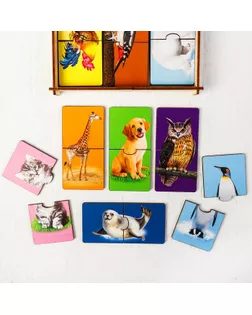 Пазл двойной «Животные» (головоломка), 12 пазлов, 24 детали арт. СМЛ-72287-1-СМЛ0004276048