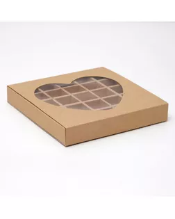 Коробка для конфет 25 шт "Сердце", розовая, 22 х 22 х 3,5 см арт. СМЛ-99211-7-СМЛ0004279697