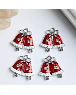 Декор для творчества металл, эмаль, страза "Колокольчики новогодние" 2х2,2 см арт. СМЛ-37805-1-СМЛ0004285484