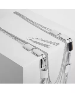 Набор 2 предмета: серьги, бусы "Унисон" прямоугольники, цвет серебро арт. СМЛ-33690-3-СМЛ4297223