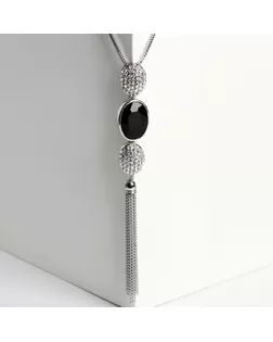 Кулон "Утончённость" овалы с цепочкой, цвет чёрно-белый в серебре, 60см арт. СМЛ-33735-1-СМЛ4306106