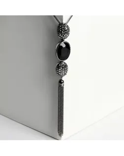 Кулон "Утончённость" овалы с цепочкой, цвет чёрно-белый в серебре, 60см арт. СМЛ-33735-2-СМЛ4306107