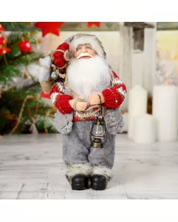 Дед Мороз в вязаном костюме с фонарём 30 см арт. СМЛ-70226-1-СМЛ0004316757