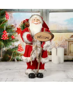 Дед Мороз в красной шубке приветствующий 45 см арт. СМЛ-70227-1-СМЛ0004316758