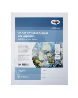 Холст на картоне 40 х 50 см, хлопок 100%, акриловый грунт, мелкозернистый, «Студия» арт. СМЛ-205322-1-СМЛ0004317096