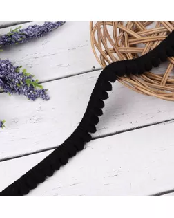 Тесьма декоративная с помпонами, 12 мм, 10 ± 1 м, цвет чёрный арт. СМЛ-36967-6-СМЛ0004331241