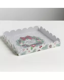 Коробка для кондитерских изделий с PVC крышкой Winter time, 21 × 21 × 3 см арт. СМЛ-70579-1-СМЛ0004386207