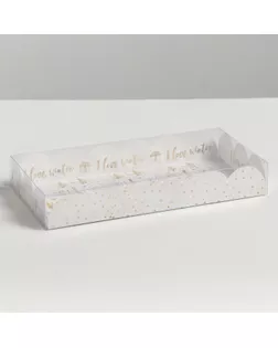 Коробка для кондитерских изделий с PVC крышкой «Снег», 10.5 × 21 × 3 см арт. СМЛ-70590-1-СМЛ0004386246