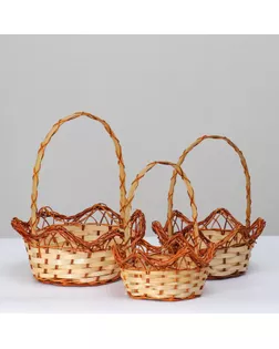 Набор корзин плетеных 3шт. ,20х20 h9 H27;19х19 h8.5 H25; 17х17 h8 H23 см. бамбук арт. СМЛ-126976-1-СМЛ0004427936