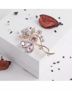 Брошь «Бабочка» бесконечность, цветная в розовом золоте арт. СМЛ-245191-1-СМЛ0004434530