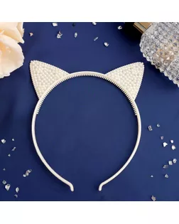 Ободок для волос "Ушки" 0,5 см, белый арт. СМЛ-34745-1-СМЛ0004453382