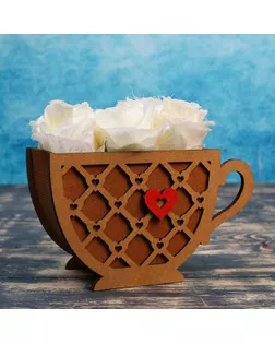 Кашпо деревянное уникальное "Чашечка чая, с сердцем", морёный арт. СМЛ-108414-1-СМЛ0004503619