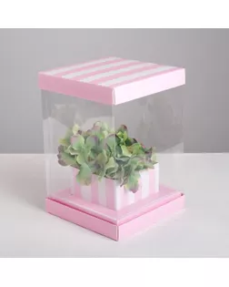 Коробка для цветов с вазой и PVC окнами складная With love, 16 х 23 х 16 см арт. СМЛ-74880-1-СМЛ0004515426