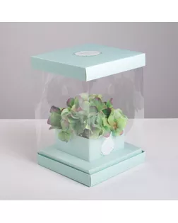 Коробка для цветов с вазой и PVC окнами складная «Любви и Счастья», 16 х 23 х 16 см арт. СМЛ-74883-1-СМЛ0004515429