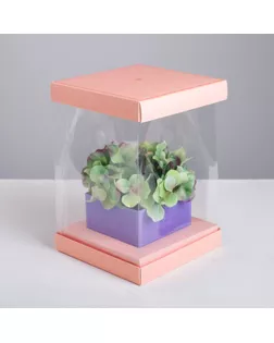 Коробка для цветов с вазой и PVC окнами складная «С Любовью», 16 х 23 х 16 см арт. СМЛ-106649-1-СМЛ0004515431