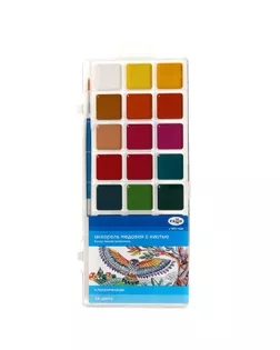 Акварель 24 цвета «Гамма» «Классическая», медовая, с кистью, пластик арт. СМЛ-212797-1-СМЛ0004517857