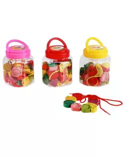 Шнуровка в банке 40 деталей "Фрукты", 2 иглы дерев , 2 шнурка, цвета МИКС арт. СМЛ-53761-1-СМЛ0000452151