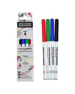 Маркер для ткани набор 4 цвета Koh-I-Noor 3203 3.0 мм, длина письма 500 м, пластиковая упаковка, европодвес арт. СМЛ-205941-1-СМЛ0004551907