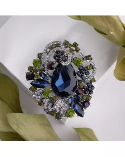 Брошь "Императрица" самоцветная, цветная в серебре арт. СМЛ-175640-1-СМЛ0004570929