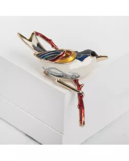 Брошь "Птичка" чижик, цветная в золоте арт. СМЛ-197770-1-СМЛ0004570945