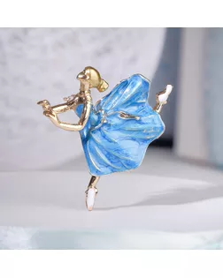 Брошь "Балерина" невесомость, цвет голубой в золоте арт. СМЛ-176418-1-СМЛ0004570981