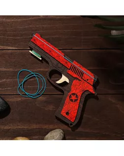 Сувенир деревянный «Резинкострел, красный гранит» + 4 резинки арт. СМЛ-127645-1-СМЛ0004577001