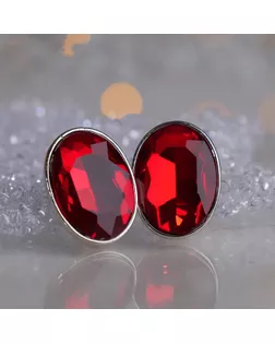 Клипсы "Вечеринка" овалы, цвет красный в серебре арт. СМЛ-24308-8-СМЛ0004577671