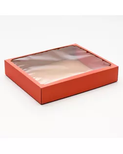 Коробка сборная без печати крышка-дно бурая с окном 37 х 32 х 7 см арт. СМЛ-99222-9-СМЛ0004588990