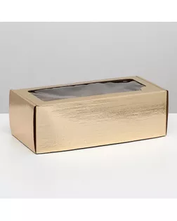 Коробка самосборная, с окном, золотая, 16 х 35 х 12 см арт. СМЛ-135684-1-СМЛ0004589015