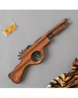 Игрушка деревянная стреляет резинками «Пистолет» 2,2×27×8 см арт. СМЛ-77874-1-СМЛ0004607919