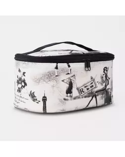 Косметичка на молнии, с ручкой, цвет серый арт. СМЛ-270935-2-СМЛ0004611279