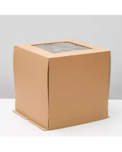 Кондитерская упаковка с окном, крафт, 30 х 30 х 30 см арт. СМЛ-101596-7-СМЛ0004686593