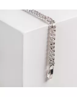 Браслеты со стразами "Сияй" 2 ряда, цвет белый в серебре, 18см арт. СМЛ-29241-2-СМЛ0004695055