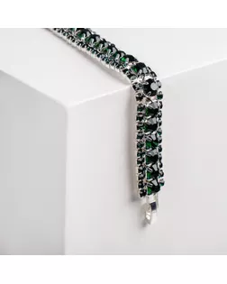 Браслет со стразами "Северное сияние" змейка, цвет изумрудный в серебре, 18см арт. СМЛ-41623-3-СМЛ0004695069