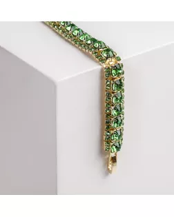 Браслет со стразами "Северное сияние" змейка, цвет светло-зелёный в золоте арт. СМЛ-41623-4-СМЛ0004695073