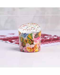 Форма бумажная для кекса, маффинов и кулича "Бабочки цветные" 70x60 мм арт. СМЛ-100867-1-СМЛ0004705661